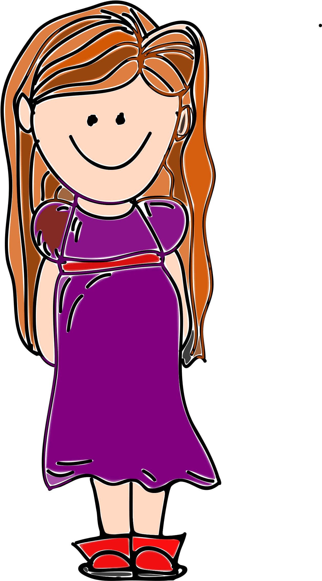 Girl With Long Hair Icons Png - Cartoon Girl With An Long Hair (4114x2400), Png Download