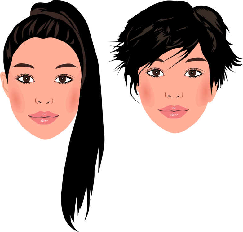 Hair Drawing Portrait Cartoon Woman Free Commercial - Cartoon Face Of A Girl Whith Ponytail (784x750), Png Download