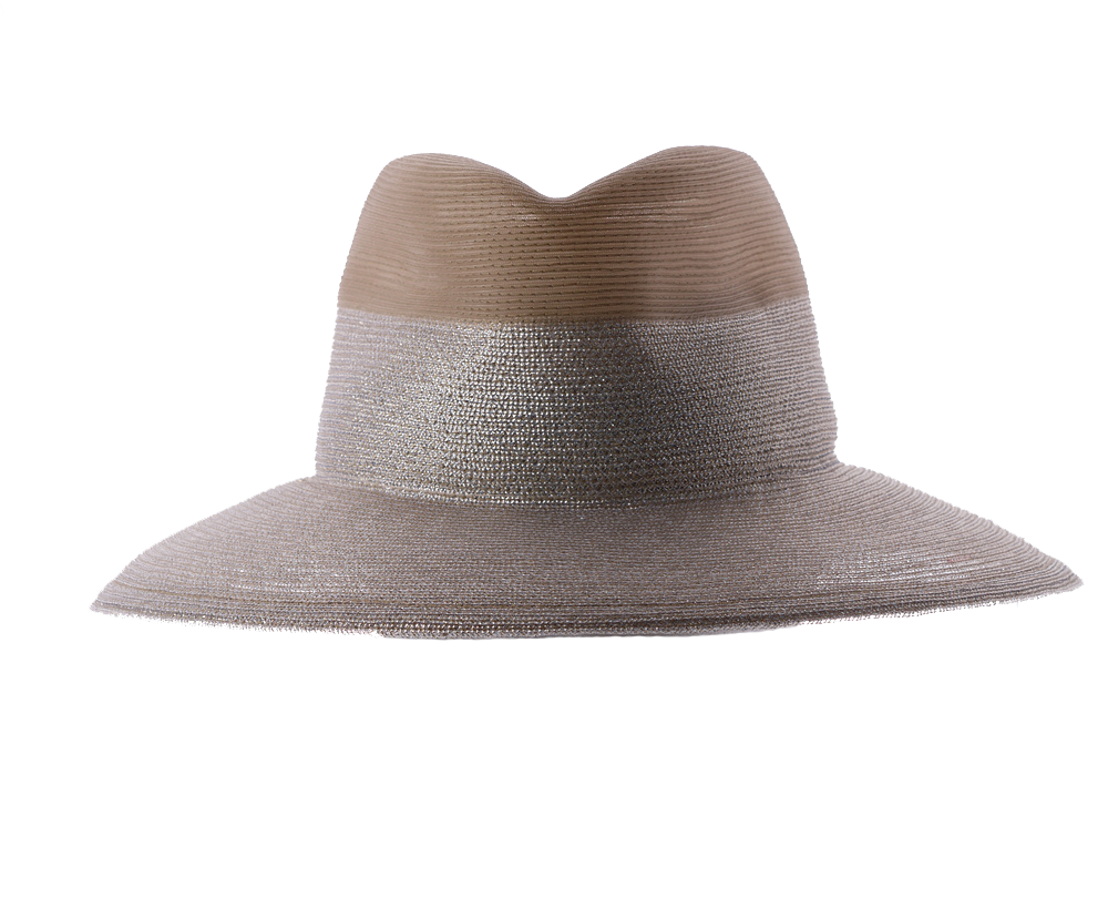 Two-tone Nude Metallic Fedora With A Medium Sized Brim - Sombrero (1100x825), Png Download