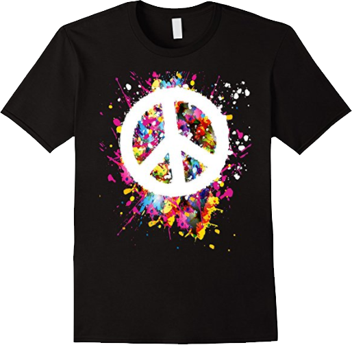 White Peace Sign On Artist Paint T Shirt - Shirt (514x503), Png Download