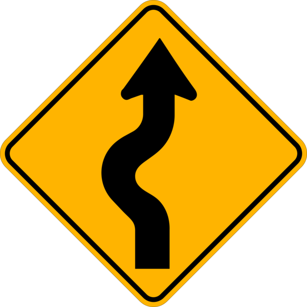 Winding Road Sign Png (600x600), Png Download