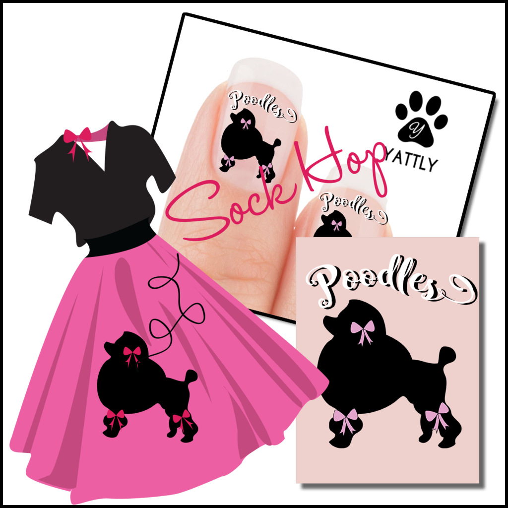 Poodle Sock Hop Paw Print Nail Art Decals - Pink Lady Shower Curtain (1024x1024), Png Download