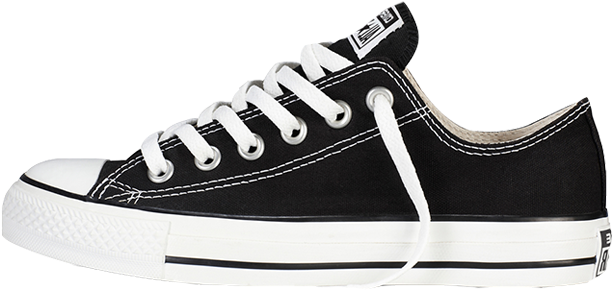 The Converse Chuck Taylor All Star Low Black White - Chuck Taylor Converse Low (640x387), Png Download