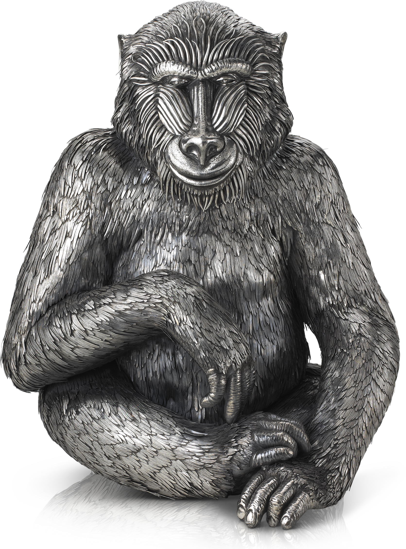 Buccellati - Animals - Baboon - Silver - Statue (2362x2362), Png Download