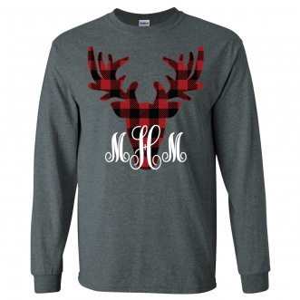 Monogrammed Buffalo Plaid Deer Christmas Shirt - Lebowski For President 2016 T Shirt & Hoodies (330x447), Png Download