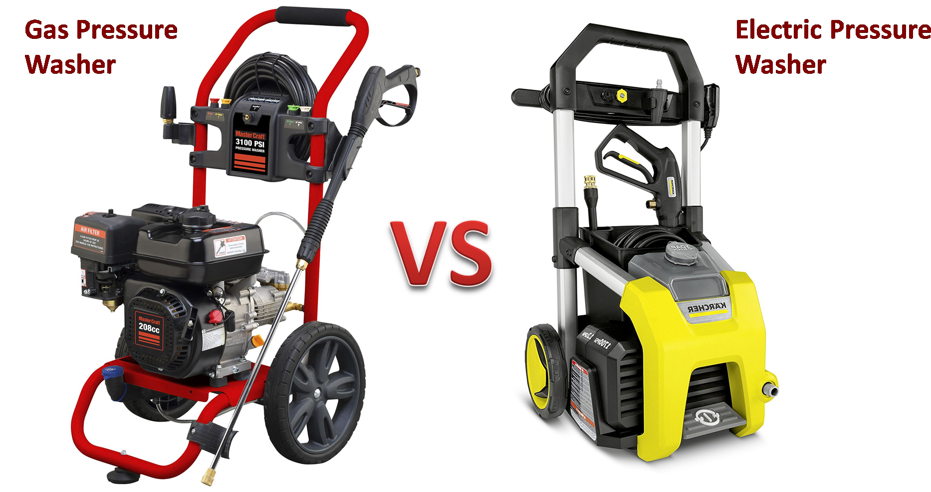 Difference Between The Electric And Gas-powered Pressure - Pressure Washing (1918x987), Png Download