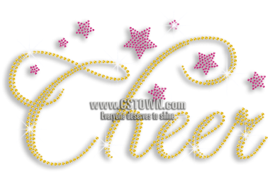 Sparkle Word Of Cheer And Pink Stars Rhinestone Iron - Clothes Iron (450x450), Png Download