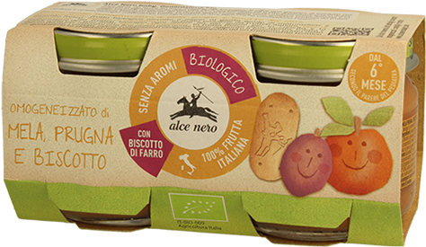 Organic Apple And Plum Baby Food Purée With Biscuit - Alce Nero (640x640), Png Download