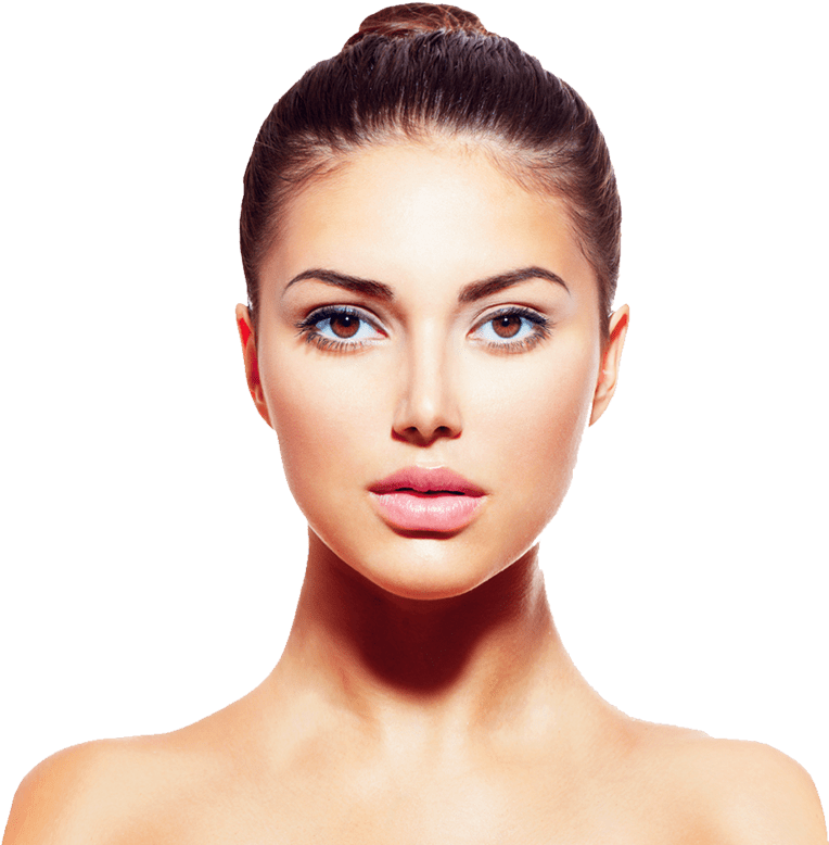 Young & Beautiful Skin - Model Face Front View (861x804), Png Download