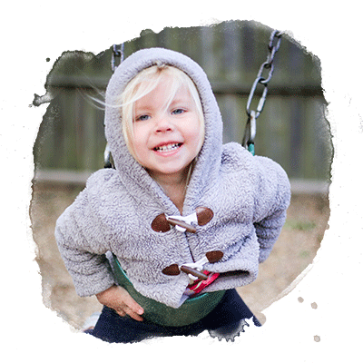 Preschool Girl Smiling And Swinging On Swings On Her - Girl (400x400), Png Download