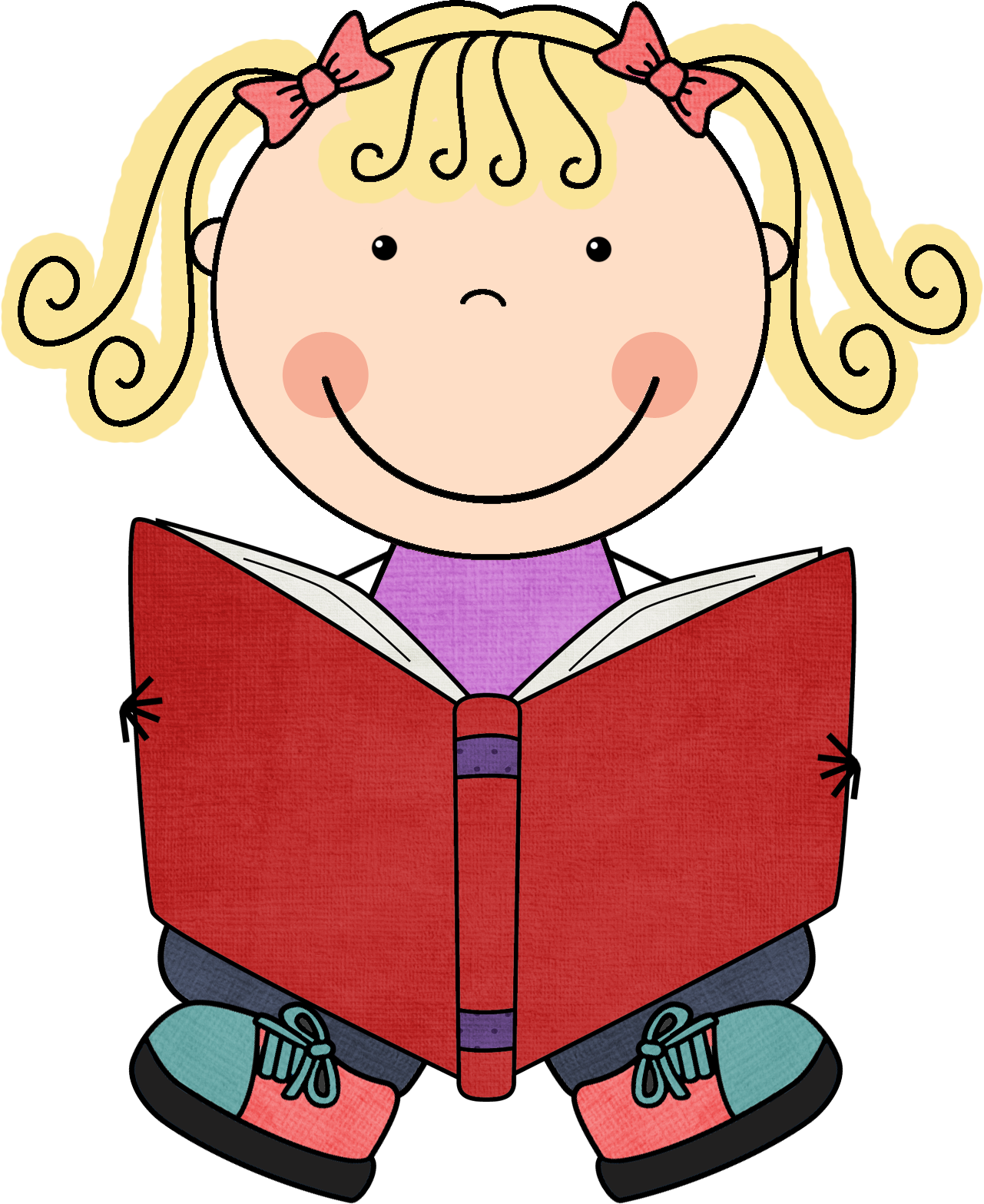 28 Collection Of Cute Kids Reading Clipart (1281x1567), Png Download