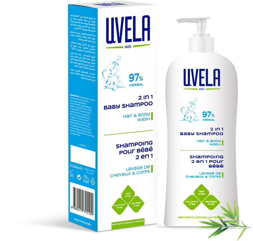 Uvela 2 In 1 Baby Shampoo- Hair & Body Wash - Uvela Baby (1000x1000), Png Download