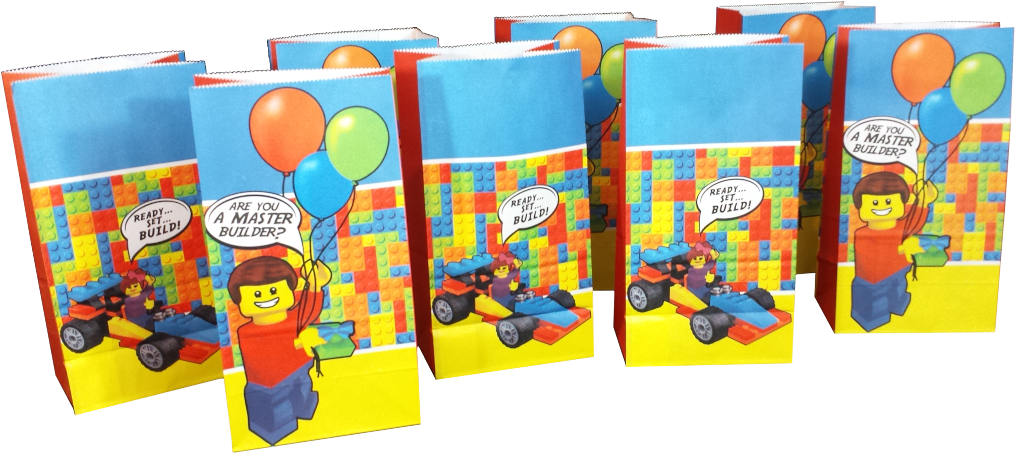 Goodie And Party Favor Bags For Brick Building-themed - Party Favors For Lego Themed Birthday Party (8 Pack) (2048x938), Png Download
