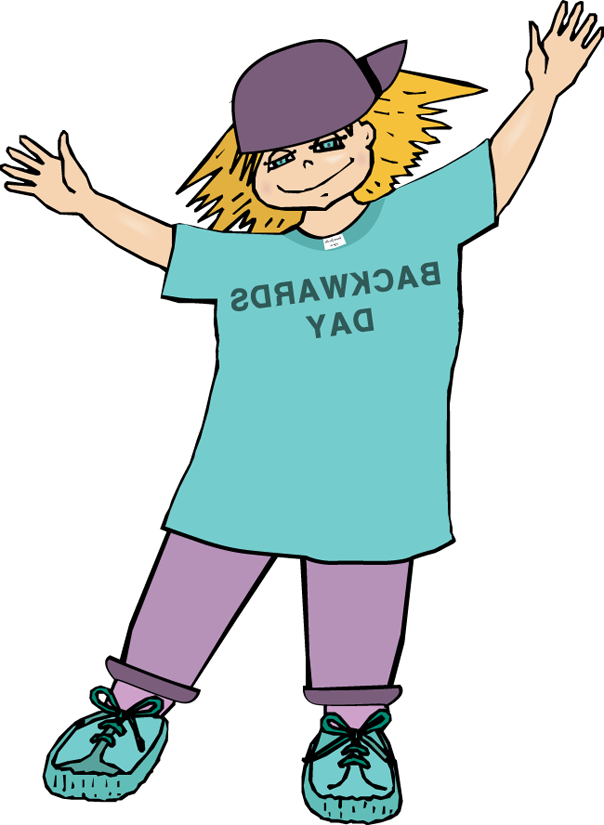 Special Occasions Clip Art And Seasonal Images Of School - Backwards Day Clipart (604x825), Png Download