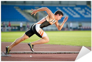 Sprinter Leaving Starting Blocks On The Running Track - Esmart Waterproof Health Smart Bracelet Bluetooth 4.0 (400x400), Png Download