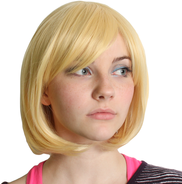 Wigs Png Curly Golden Blonde Hair Wigs Hair Wig Synthetic - Wig (600x600), Png Download