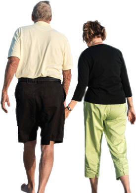 - - Old Couple Walking White Background (1200x420), Png Download