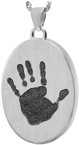 Wholesale Handprint Oval Jewelry In Silver Ash Compartment - Gold (500x500), Png Download