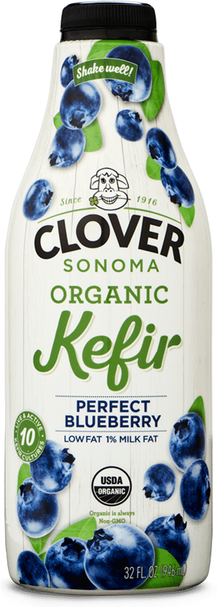 Perfect Blueberry - Clover Organic Half & Half - 1 Qt Carton (443x1325), Png Download