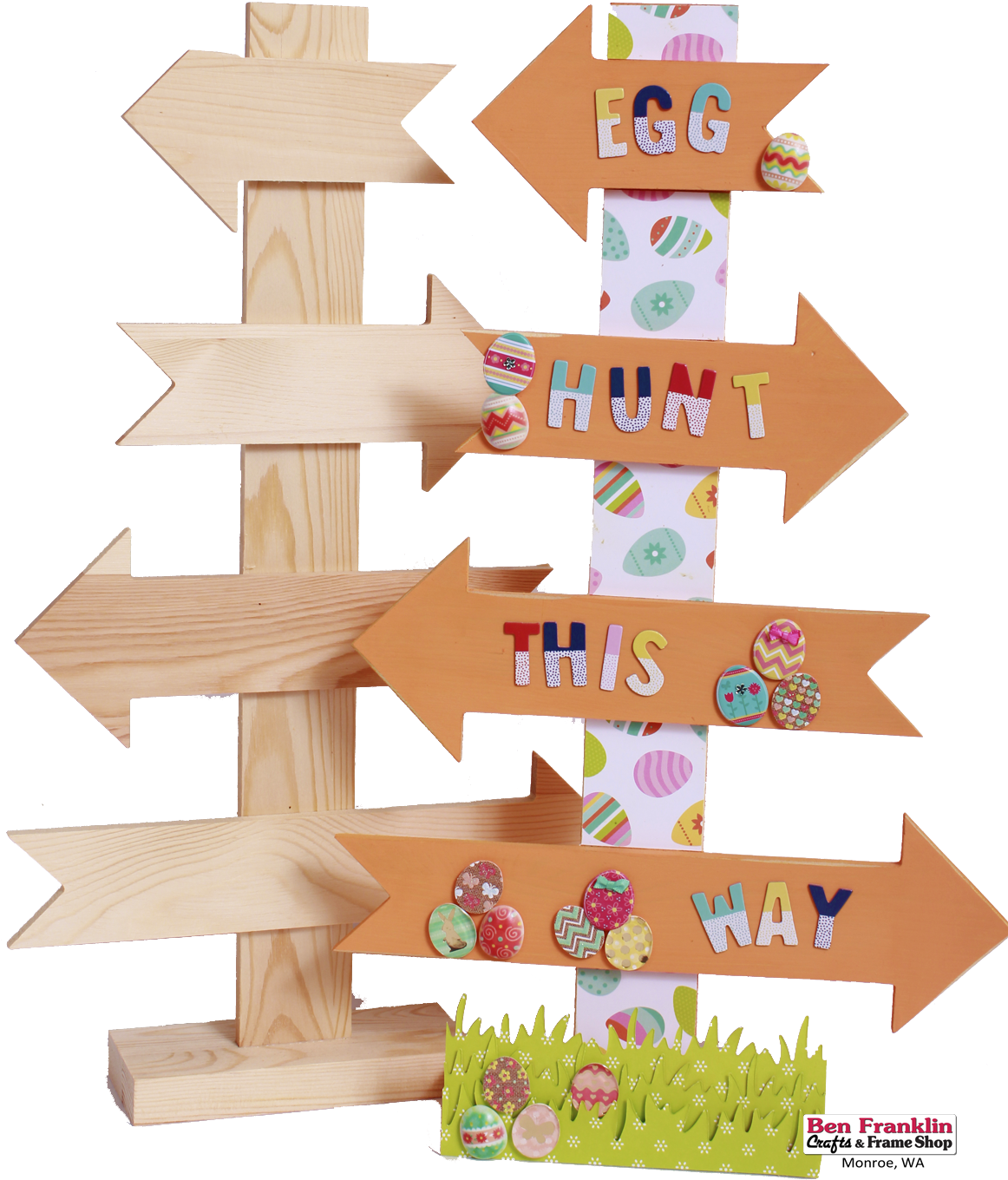We Just Painted The Arrows Of Our Directional Sign - Ben Franklin Crafts And Frame Shop (1163x1392), Png Download