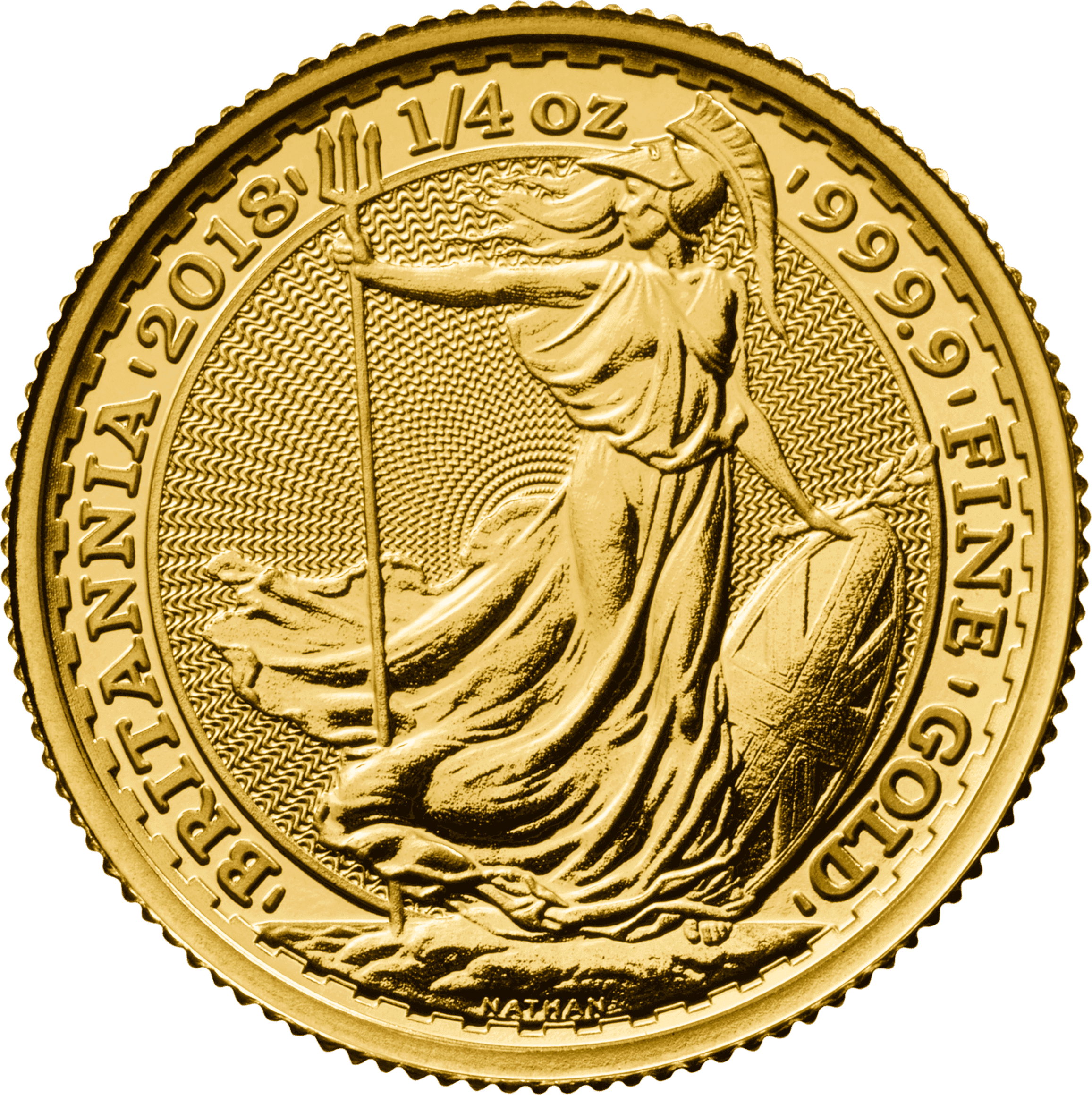 2018 Quarter Ounce Britannia Gold Coins - Britannia Gold Coin 1oz 2018 (2313x2319), Png Download