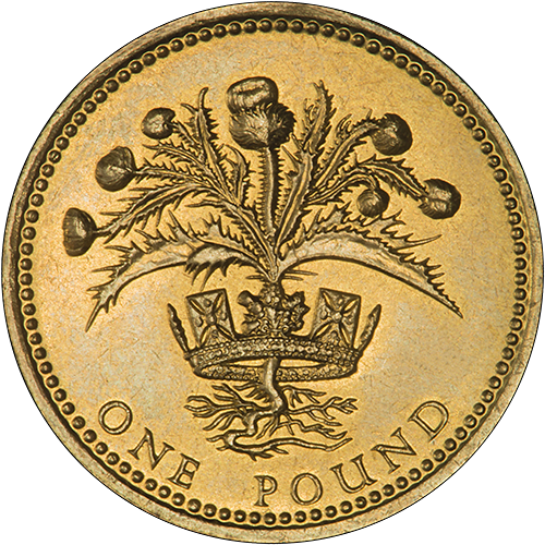 1989 Scottish Thistle One Pound Coin - Thistle And Bluebell Pound Coin (500x500), Png Download