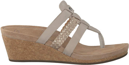 Ugg Beige Ugg Flip Flops Maddie Women Flip Flops Slippers - Women's Ugg Maddie Wedge Sandal Horchata Leather (500x500), Png Download