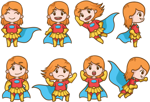 Superwoman Cartoons Vector - Draw Small Superwomen Fighting (704x490), Png Download