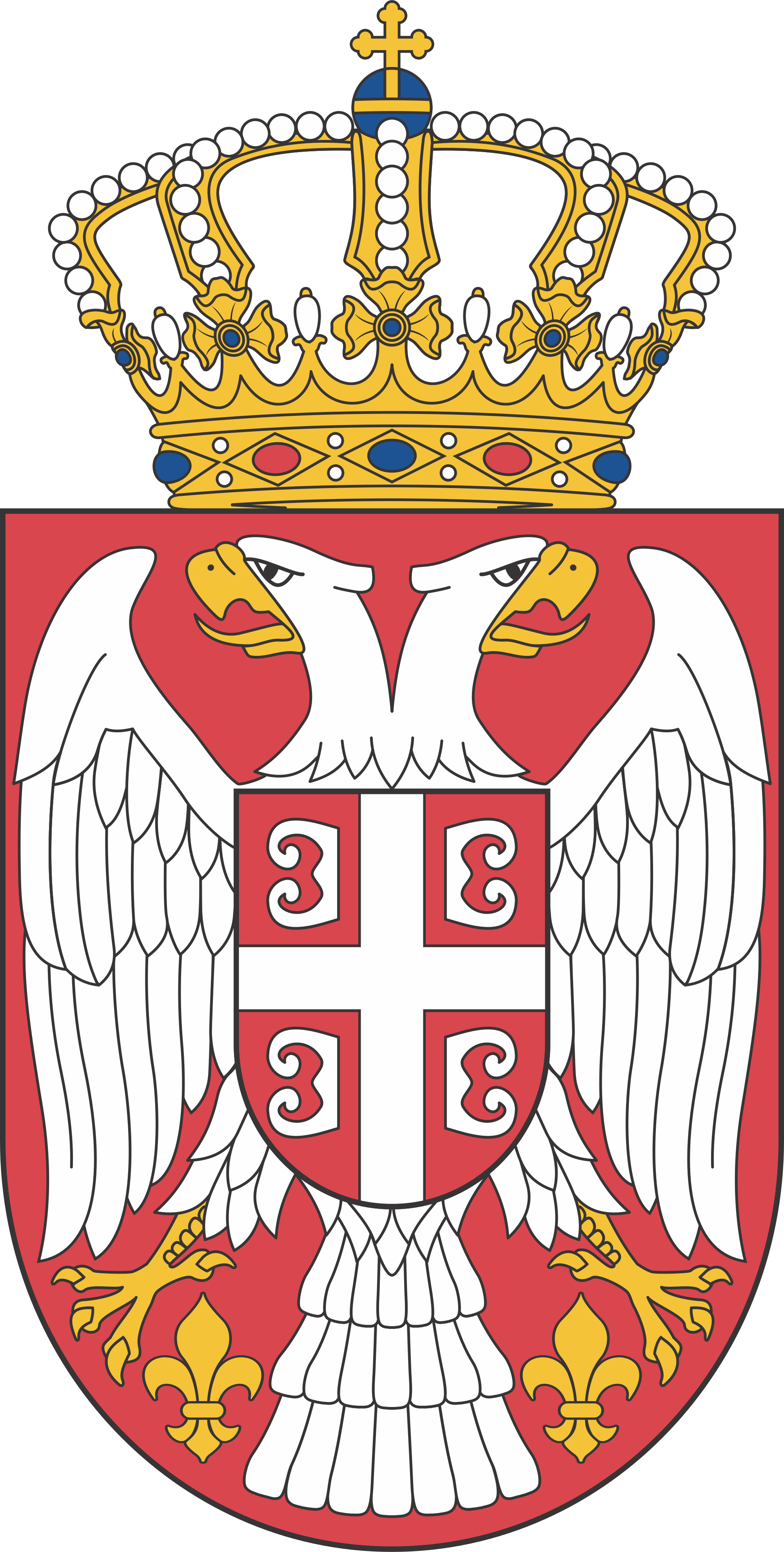 2000px-coat Of Arms Of Serbia Small - Serbia Coat Of Arms (2000x3959), Png Download