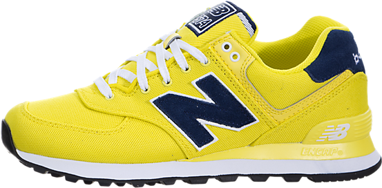 Price New Balance Women 574 Trainers Yellow / Navy - Gray Polo Sport Shoes (650x650), Png Download