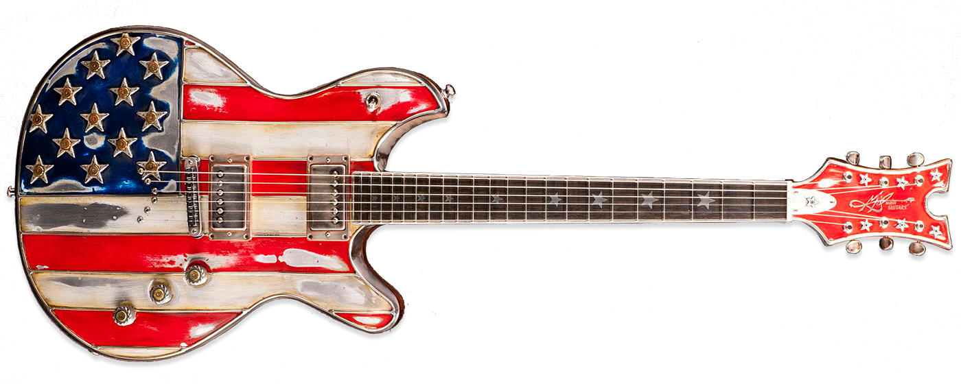 Mcswain Red White & Bullets - Red White Blue Electric Guitar (1400x560), Png Download