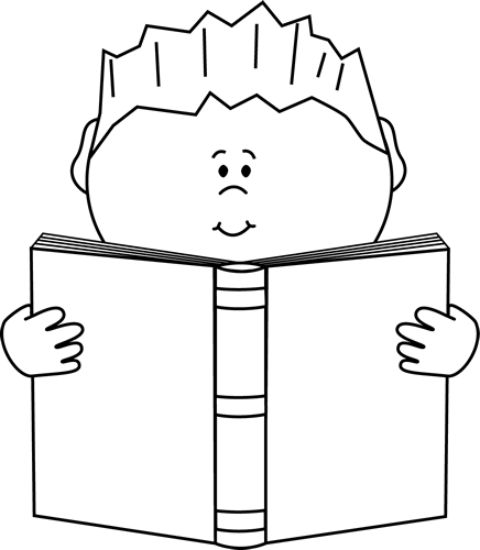 Clip Art Images - Reading Clipart Black And White (436x500), Png Download