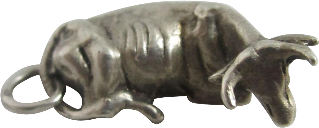 Well Detailed Vintage C1960 Sterling Silver Laying - Sterling Silver Laying Animal Bull Cow English Charm (1024x1024), Png Download