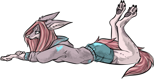 Anthro Hinata - Laying Down - Anthro Wolf Laying Down (623x322), Png Download