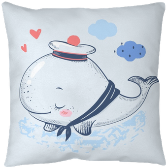 Cute Baby Whale In A Sailor Suit Cartoon Hand Drawn - Whale Illust Card (400x400), Png Download