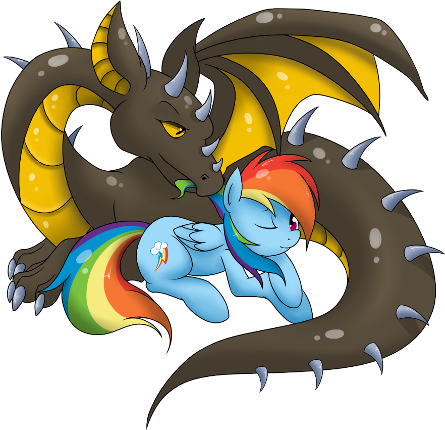 Grumblepluck, Cuddling, Dragon, Grooming, Hair Pulling, - Dark Rainbow Dash (1000x873), Png Download