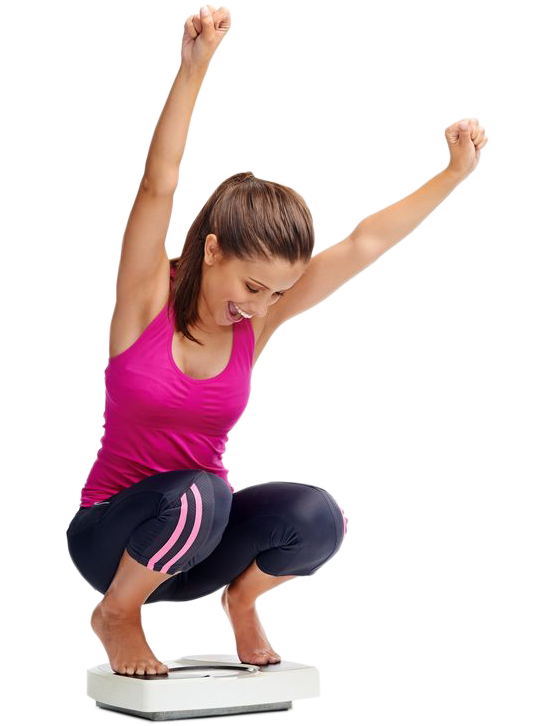 Woman On Scale - Weight Loss Scale Happy (564x797), Png Download