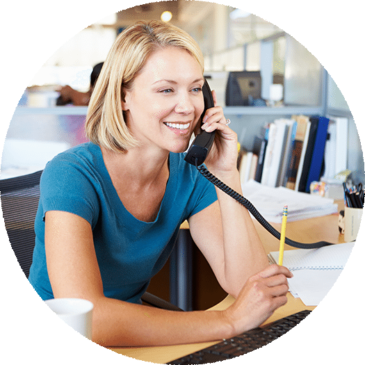 Blonde Woman Busy At Desk - Woman At Desk Png (525x525), Png Download
