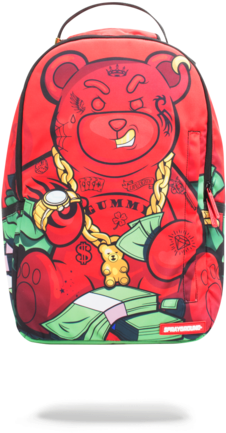 The Backpack Features A Red Gummy-bear Style Bear With - Sprayground Diablo Bear Backpack (376x480), Png Download