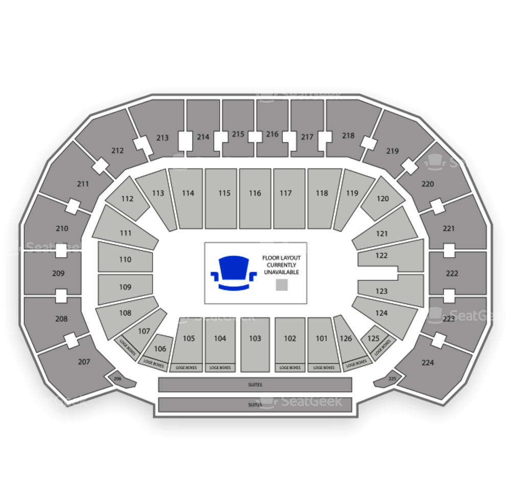 Oklahoma City Thunder Seating Chart Map Seatgeek Png - Intrust Bank Arena (1000x1000), Png Download