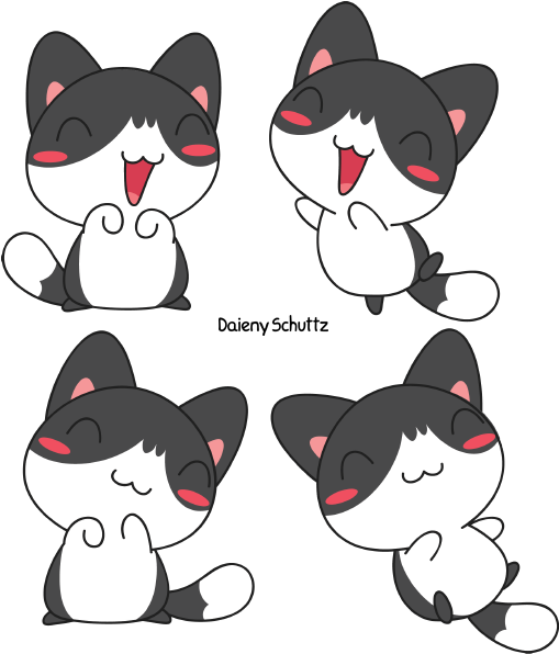 Black And White Kitty By Daieny On Deviantart Svg Free - Chibi Cats Dainey Schuttz (559x650), Png Download