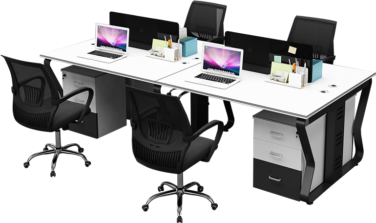 Staff Desk Simple Modern 4 Person Guangzhou Office - Desk (800x800), Png Download
