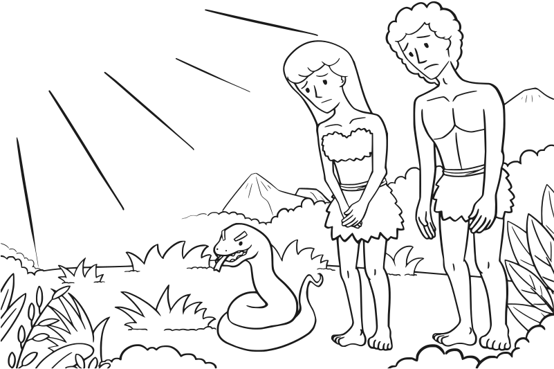 Adan Y Eva Para Colorear (800x566), Png Download