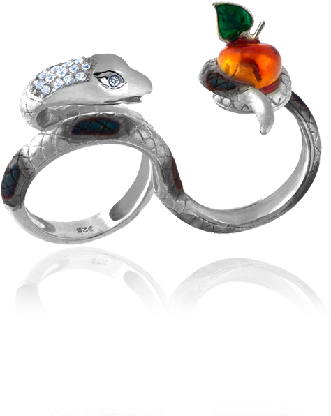 Adam & Eve Ember Snake Ring - Adam And Eve Snake Png (750x750), Png Download