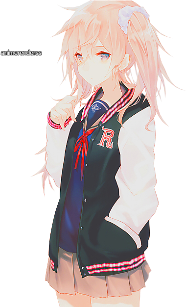 Anime, Blonde Hair, And Modern Image - Anime Girl With Pink Hair High School (500x625), Png Download