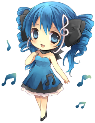 Drawn Khife Anime Girl - Blue Hair Chibi Anime Girl (351x442), Png Download