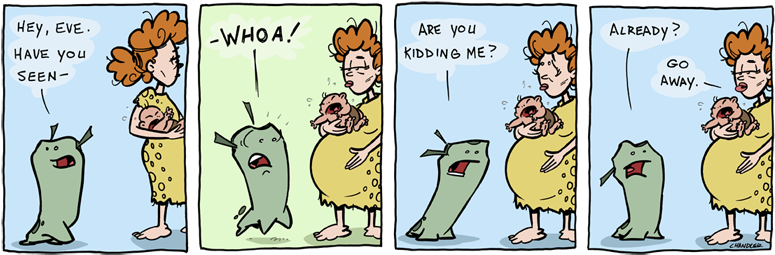 Kidding - Adam And Eve Eve Pregnant (790x262), Png Download