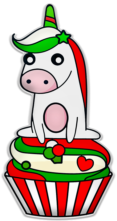 Christmas Unicorn Png Christmas Unicorn Cupcake Green - Unicornio Navidad (380x720), Png Download