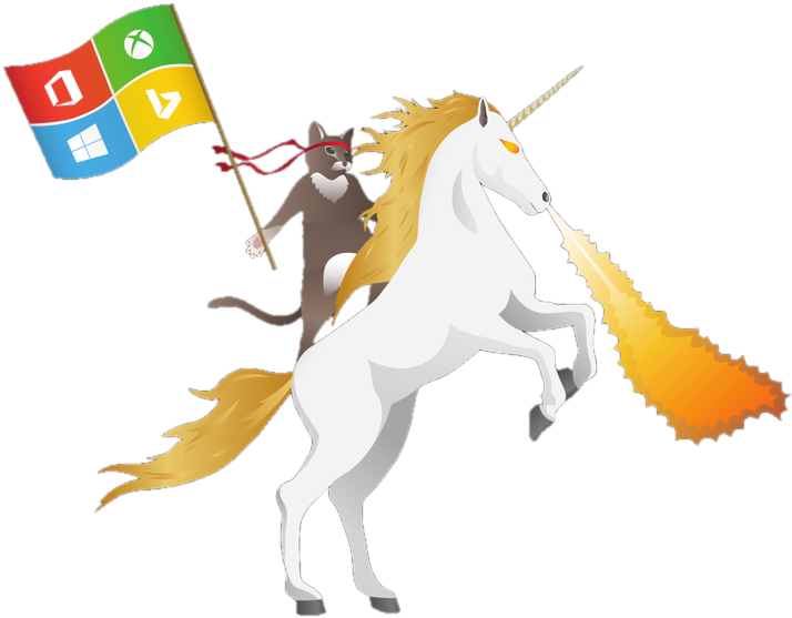 Link To Ninjacatunicorn With Transparent Background - Cat On Unicorn Microsoft (732x580), Png Download