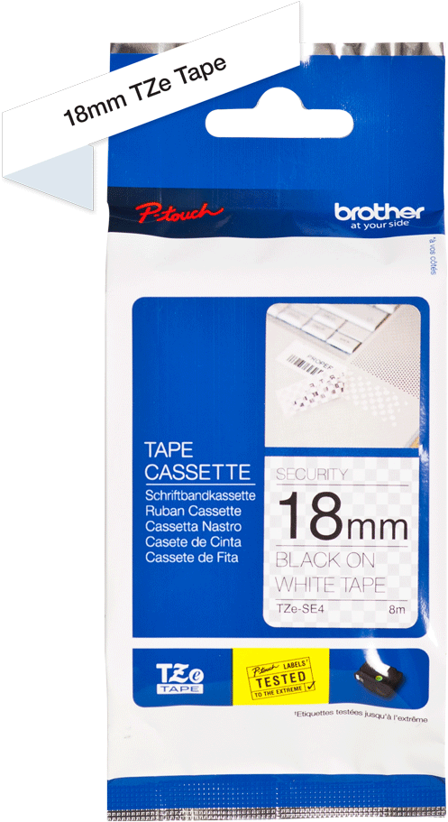 Brother Tz-se4 18mm X 8m Black (923x960), Png Download